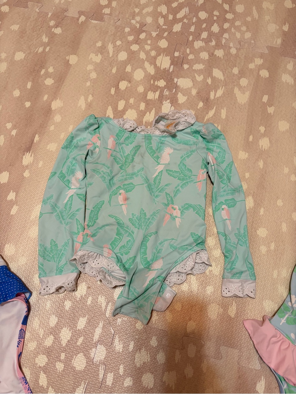 The Beaufort Bonnet Company Mint Green Tropical Rash Guard One-Piece